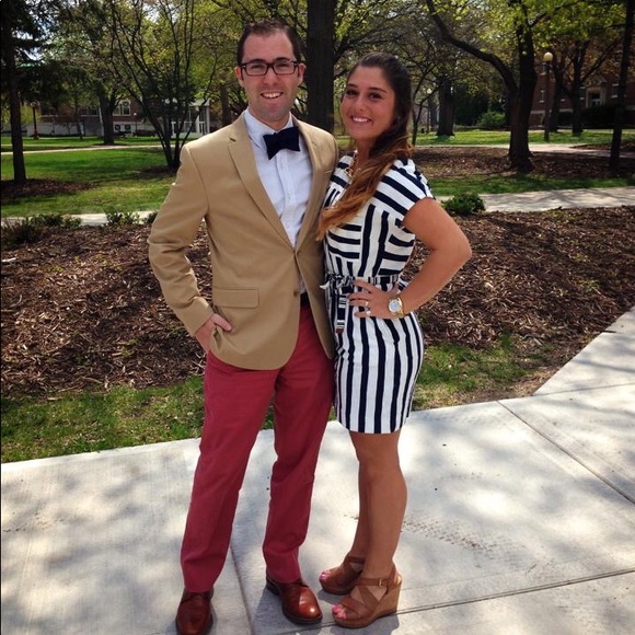 Flattering navy and white stripe dress! - Picture 3 of 4